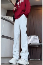 美式ins高街hiphop微喇铆钉牛仔裤货号K2435P50控68，男装牛仔裤，电商A063