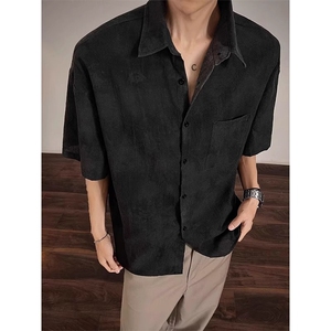 冰丝扎染凉感短袖衬衫男夏季薄款美式宽松高级感痞帅休闲半袖衬衣图片
