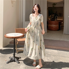现货：法式植物碎花连衣裙2C105-0515-P130-K178，女装连衣裙，2C105
