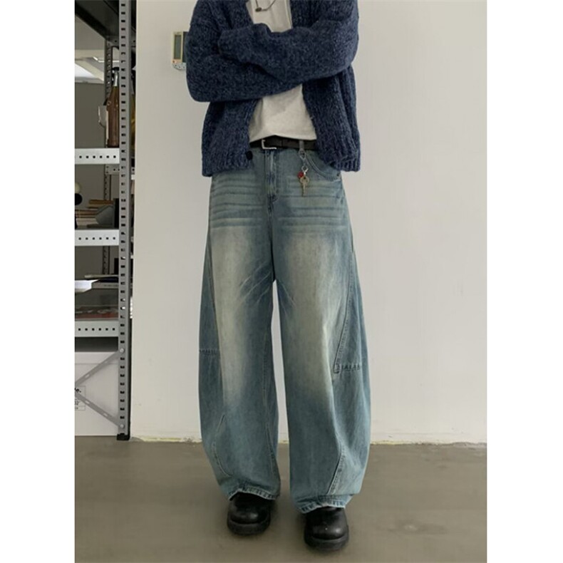 水洗新款弯刀牛仔裤男款复古宽松阔腿长裤百搭休闲香蕉裤NB198,男装牛仔裤,星座1116A（原606A-3）