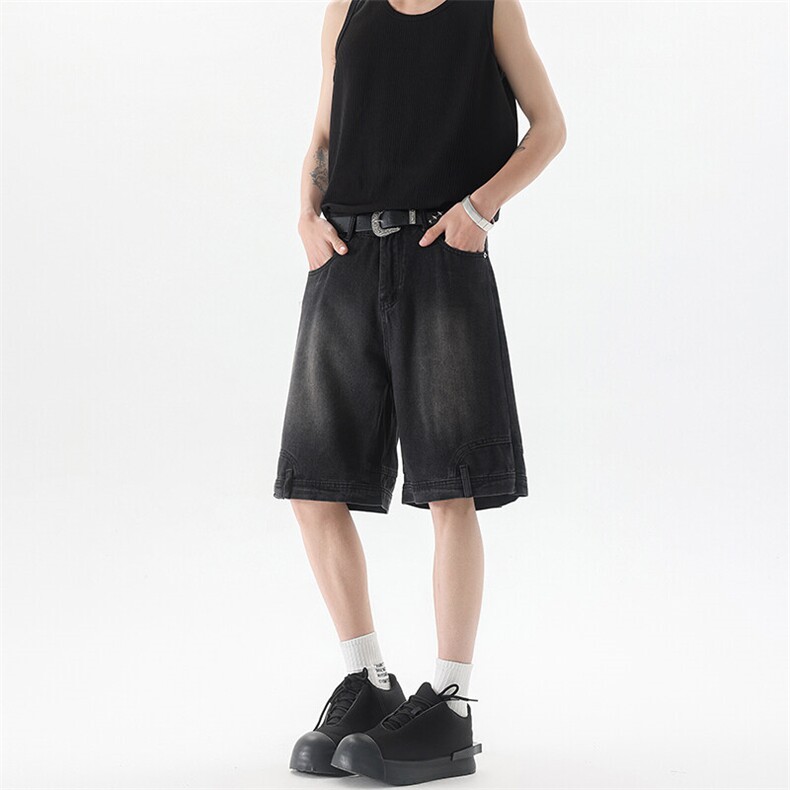 8XL-M特大码牛仔裤短裤男美式倒装五分裤子宽松直筒DK1527P45,男装休闲裤,电商D206-1