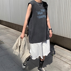 云朵印花背心男夏季新款坎肩无袖t恤港风宽松外穿衣服DF465TP18，男装背心/马甲，电商A102