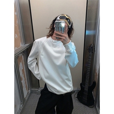 抖音得物品质26春装美式高街曼巴棉螺纹拼接卫衣圆领长袖T恤YT164，男装T恤，电商A486