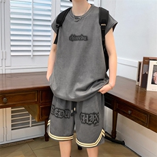 夏上新青少年时尚印花背心套装简约无袖T恤男女7811-P75控价108，男装背心/马甲，电商A441-1