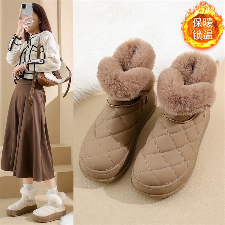 加绒高帮雪地靴女2024冬季新款学生ins韩版保暖休闲鞋棉鞋，女鞋雪地靴，电商A223