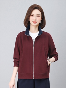 长期有货时尚拼色立领开衫卫衣短款外套女2026春秋休闲运动服上衣图片