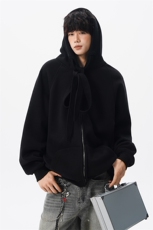 8XL-M朝牌情侣美式绑带设计连帽卫衣宽松开衫外套男女WY35P58，女装短外套，电商D206-1