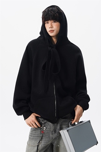8XL-M 朝牌情侣美式绑带设计连帽卫衣宽松开衫外套男女WY35P58图片