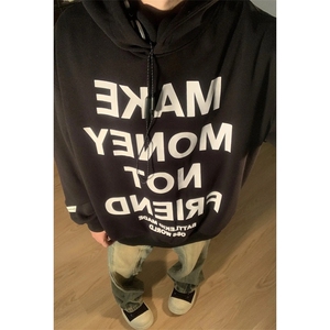 360g重磅华棉卫衣明黄色连帽大字母印花上衣外套W2482-P48图片