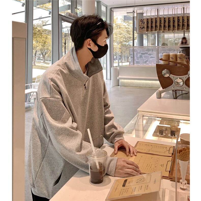 360克重磅冲锋衣内胆半拉链翻领POLO衫高领卫衣男WY77077P65控88，男装卫衣，星座226-1