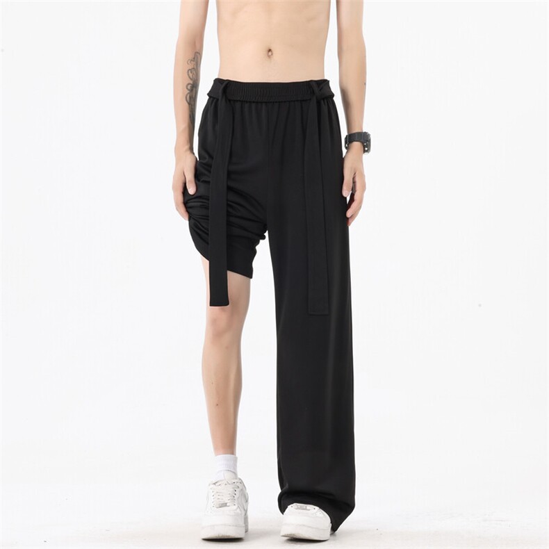 夏季新款休闲裤男纯色织带冰丝裤小众百搭长裤 K3518-P45 控68图片