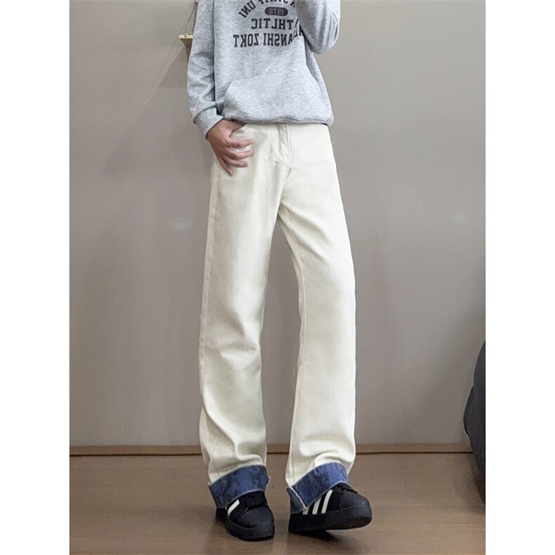 B221美式高街宽松拼接牛仔裤黑色50%棉50%聚酯LK25520-特P45控78,男装牛仔裤,电商B221