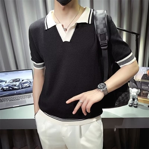 夏季新款修身针织上衣男士t恤短袖商务休闲高端polo衫男短袖 S330图片