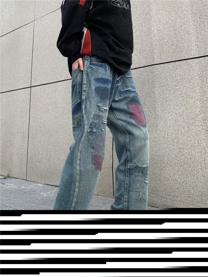 美式牛仔裤男款秋季长裤刺绣潮 NB87 P63图片