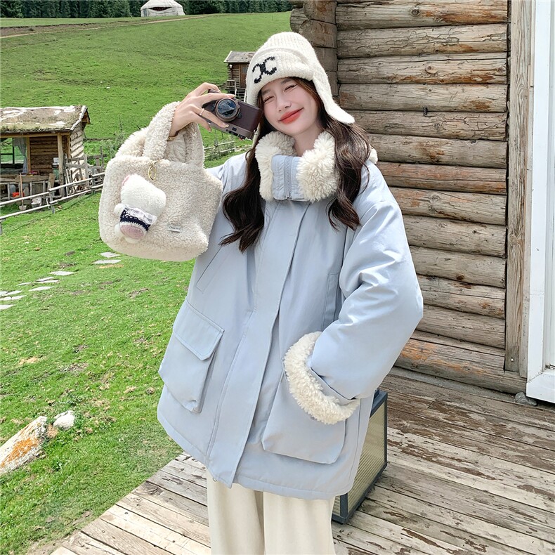 现货加绒加厚毛毛外套2C007-175-P235-K358,女装棉衣/棉服,2C007