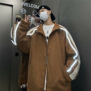 麂皮绒翻领外套男秋冬季2024新款潮牌夹克痞帅装棒球服W5076-P63图片