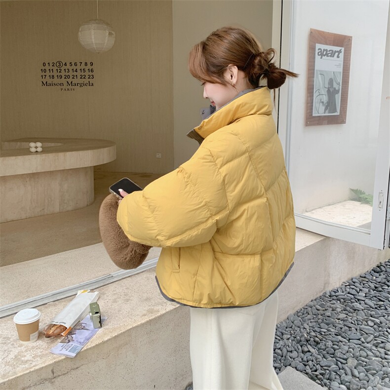 都是现货！2C056-7092-P275控418（撞色拼接银杏黄90绒羽绒服）,女装羽绒服,2C056