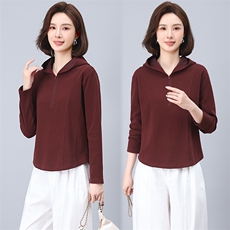 2025秋装新款简约时尚简约连帽修身卫衣，女装卫衣/绒衫，阿丹