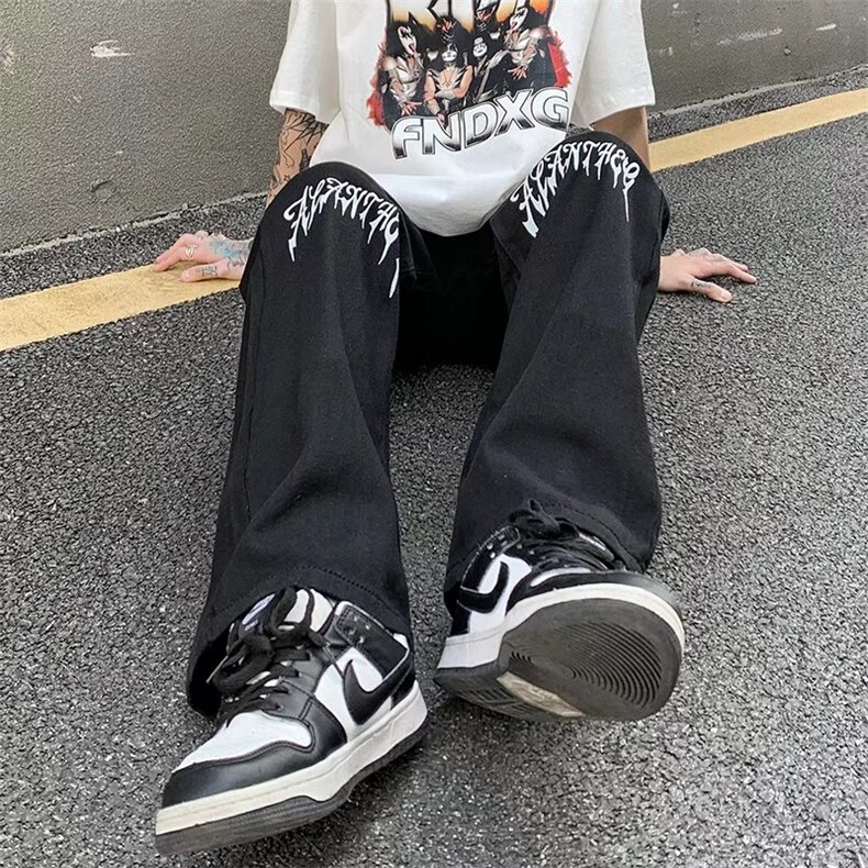 牛仔裤潮牌ins复古街头水洗直筒裤长裤男女潮N0119-P40,男装牛仔裤,星座308B-1