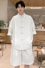 男装夏季短袖套装两件套新中式短裤宽松棉麻男装T033P95控138，男装牛仔裤，电商A157