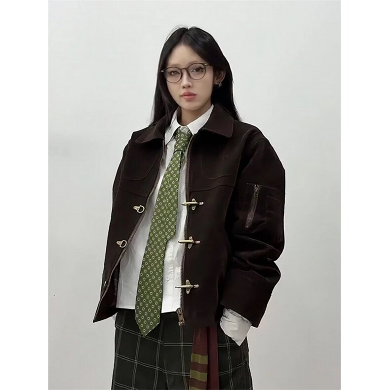 W10458-P95网图现货美式翻领飞行夹克工装休闲棒球服外套飞机扣,男装夹克,星座1608