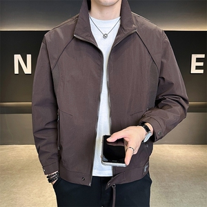 6616-M-3XL-P118店主风秋季夹克简约纯色针织拼接高品质外套男图片