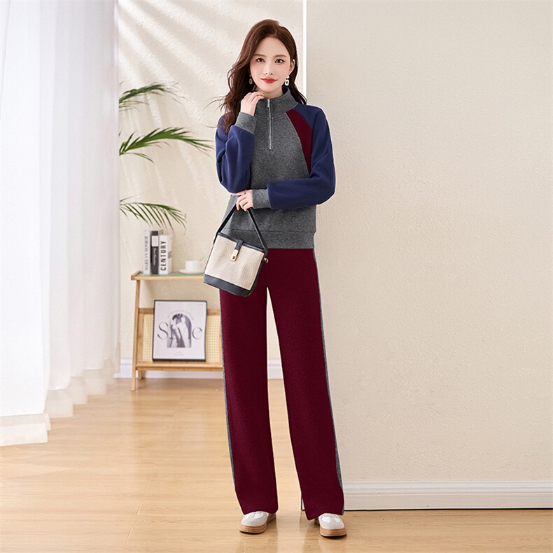高级感休闲运动套装女春秋两件套2025新款洋气减龄撞色穿搭一整套,女装套装/套裙,梦依杭