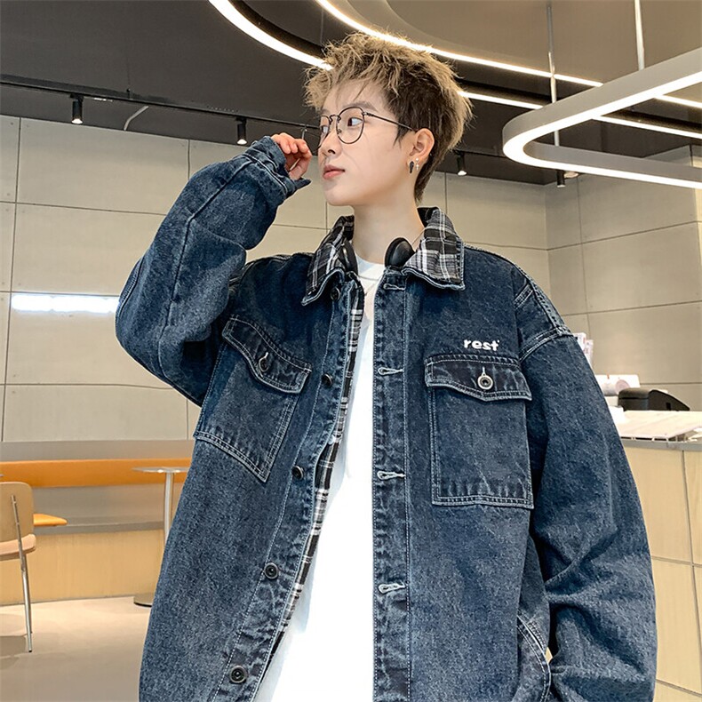 JK8810-P78美式秋假两件宽松型牛仔外套现货,男装工装外套,星座1503