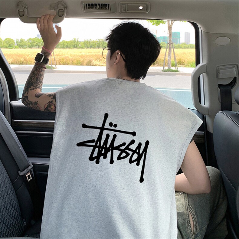 可48小时发货支持抖音得物来样二开240克重磅美式纯棉背心无袖t恤图片