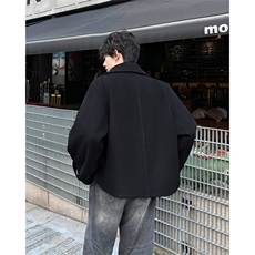 韩版短款小个子宽松时尚西装领毛呢大衣504-F28-P85控128，男装毛呢大衣，星座504