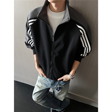重磅全棉450克开衫立领撞色卫衣boxy短宽潮牌外套男装RH5362-P55，女装短外套，星座610B-1