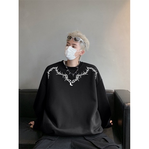 抖音品质秋季新款潮流印花宽松仿棉圆领卫衣wycm200-特批28控49图片