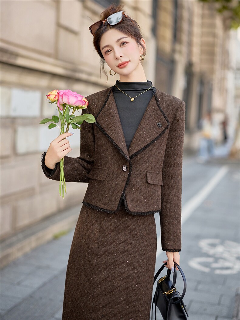 洋气减龄小香风套装裙子2025秋冬新款女装外套套装裙穿搭,女装套装/套裙,众宇琦