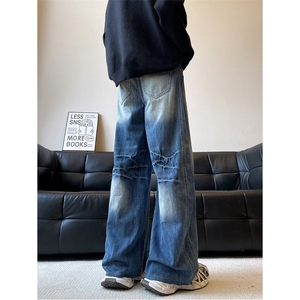 新款简约潮流牛仔裤男美式复古直筒宽松时尚休闲牛仔长裤子 K816图片