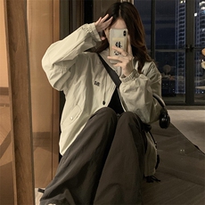 2024新款港风美式ins潮流宽松百搭连帽风衣夹克外套女JK1260-P85，男装夹克，星座313A(原308A-2)