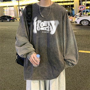 直播品质 重磅纯棉 美式蜡染水洗做旧潮牌宽松长袖t恤 CT376特P38图片