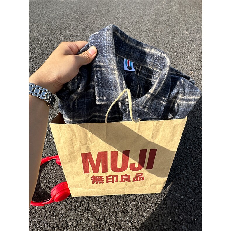380G红色磨毛秋冬新款格纹翻领衬衫厚磨毛格子外套CS329-P35控69图片