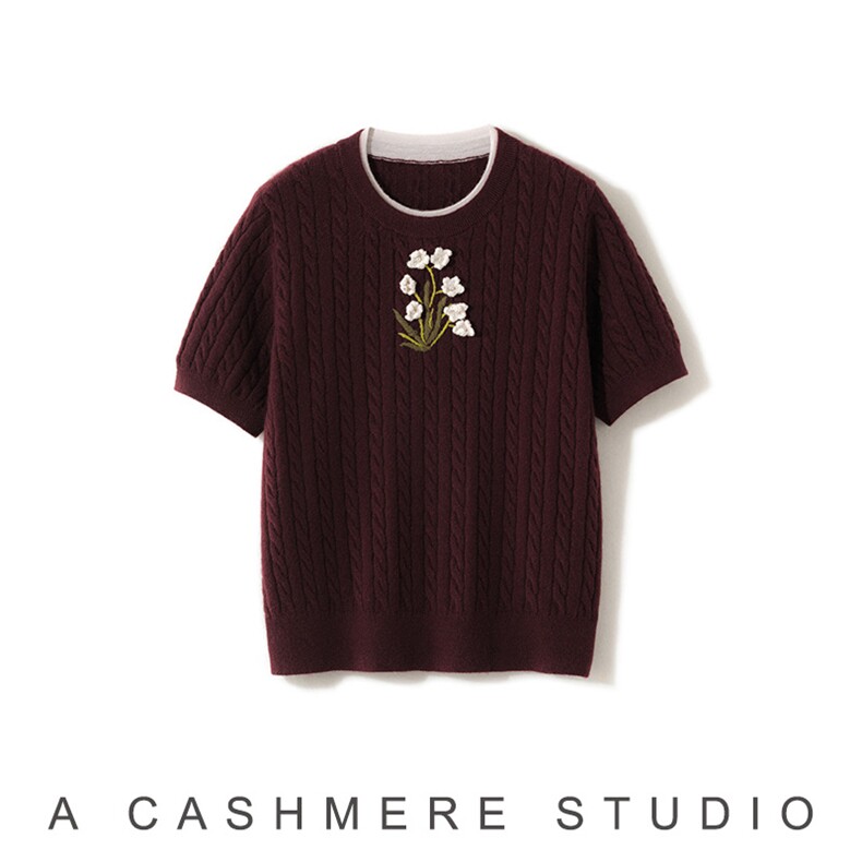 2025年秋季时尚百搭通勤简约休闲短袖，女装T恤，致织羊绒