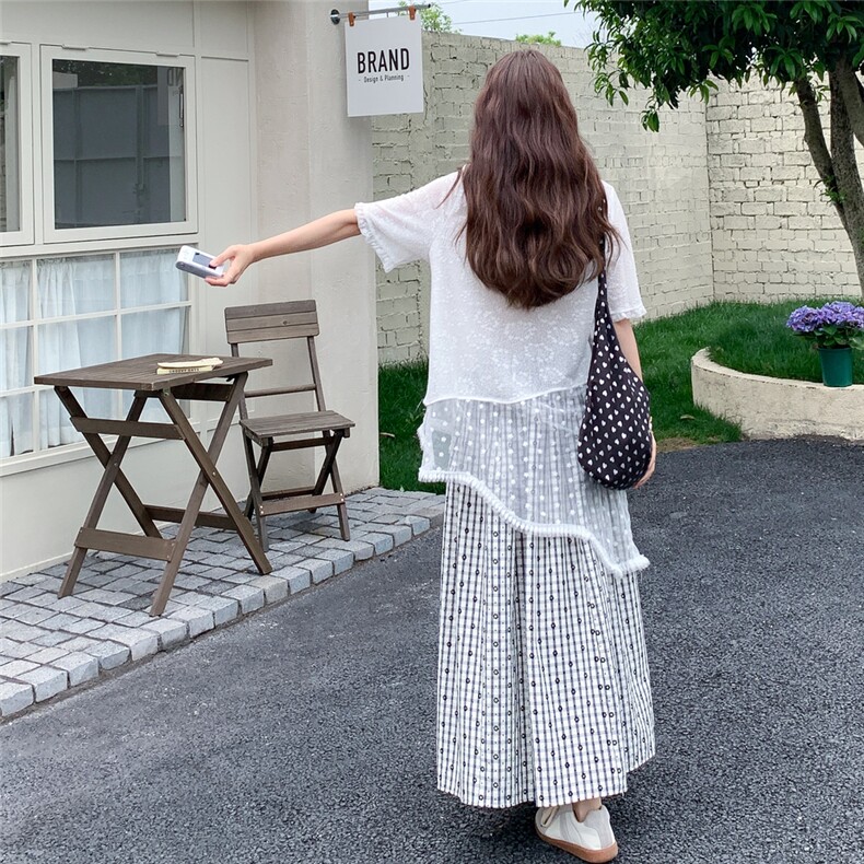 爆~现货两件套数据款小花植绒裙+蕾丝上衣2C323-1137-P160-K248,女装套装/套裙,2C323