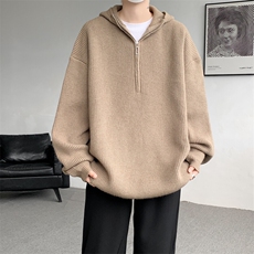 8XL-M毛衣男特大码宽松潮牌慵懒风痞帅连帽套头针织衫MY1509/P75，男装针织衫/毛衣，电商B238