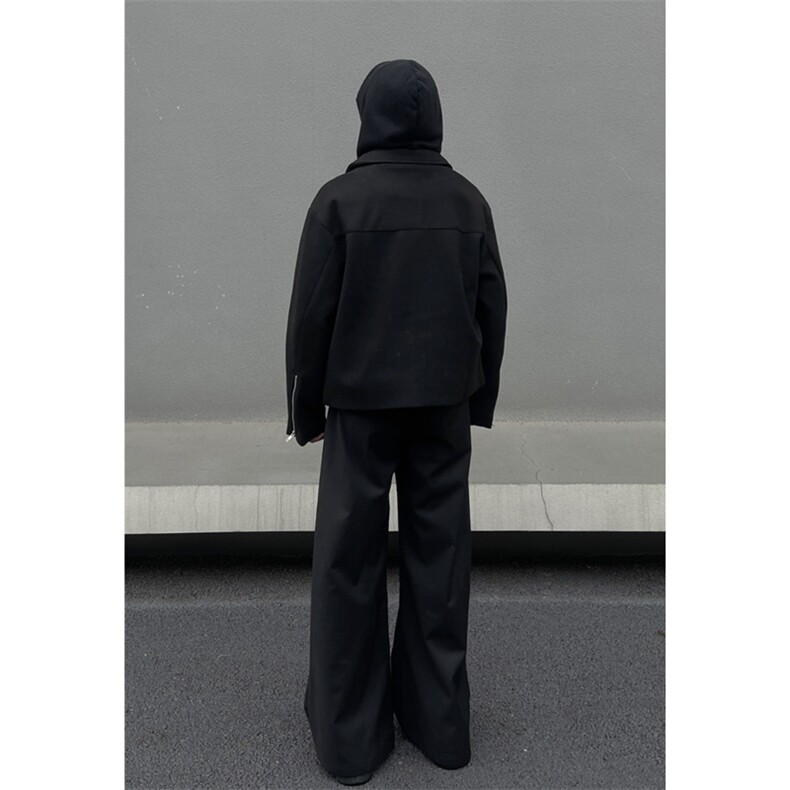暗黑系毛呢短款夹克斜拉链解构设计感翻领外套DY193-P90,男装夹克,星座1213