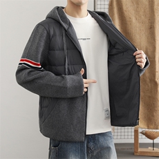 美式潮流针织连帽拼接羽绒服男士90鸭绒保暖上衣冬季新款外套，男装羽绒服，星座914