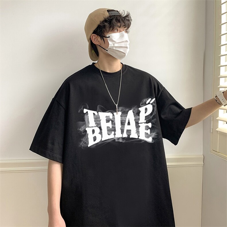 T663P26夏季新款美式纯棉短袖T恤ins衣服宽松半袖体恤字母印花,男装T恤,星座304A