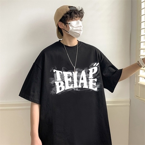 T663P26夏季新款美式纯棉短袖T恤ins衣服宽松半袖体恤字母印花