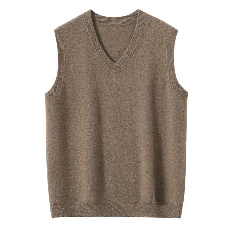 2025年秋季宽松型时尚百搭休闲通勤V领马甲，男装背心/马甲，朝思纯山羊绒