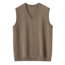 2025年秋季宽松型时尚百搭休闲通勤V领马甲，男装背心/马甲，朝思纯山羊绒