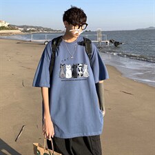 DX17100-P20纯棉短袖t恤男大码半袖打底衫宽松体恤衫港风,男装T恤,电商A040