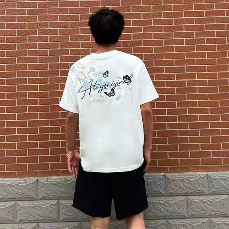 万针全刺绣解构设计260克重磅双纱纯棉高品质美式高街短袖T恤特35图片