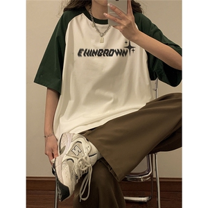 1中性大码M-5XL插肩袖设计情侣女美式潮短袖T恤男DT8794P35控49图片
