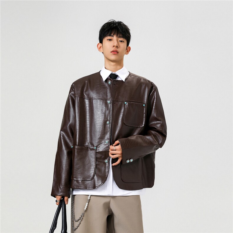 可二开无影墙绿宝石扣大码M-5XL鳄鱼皮蛇纹夹克男JK78066P85控138，男装夹克，星座227-7